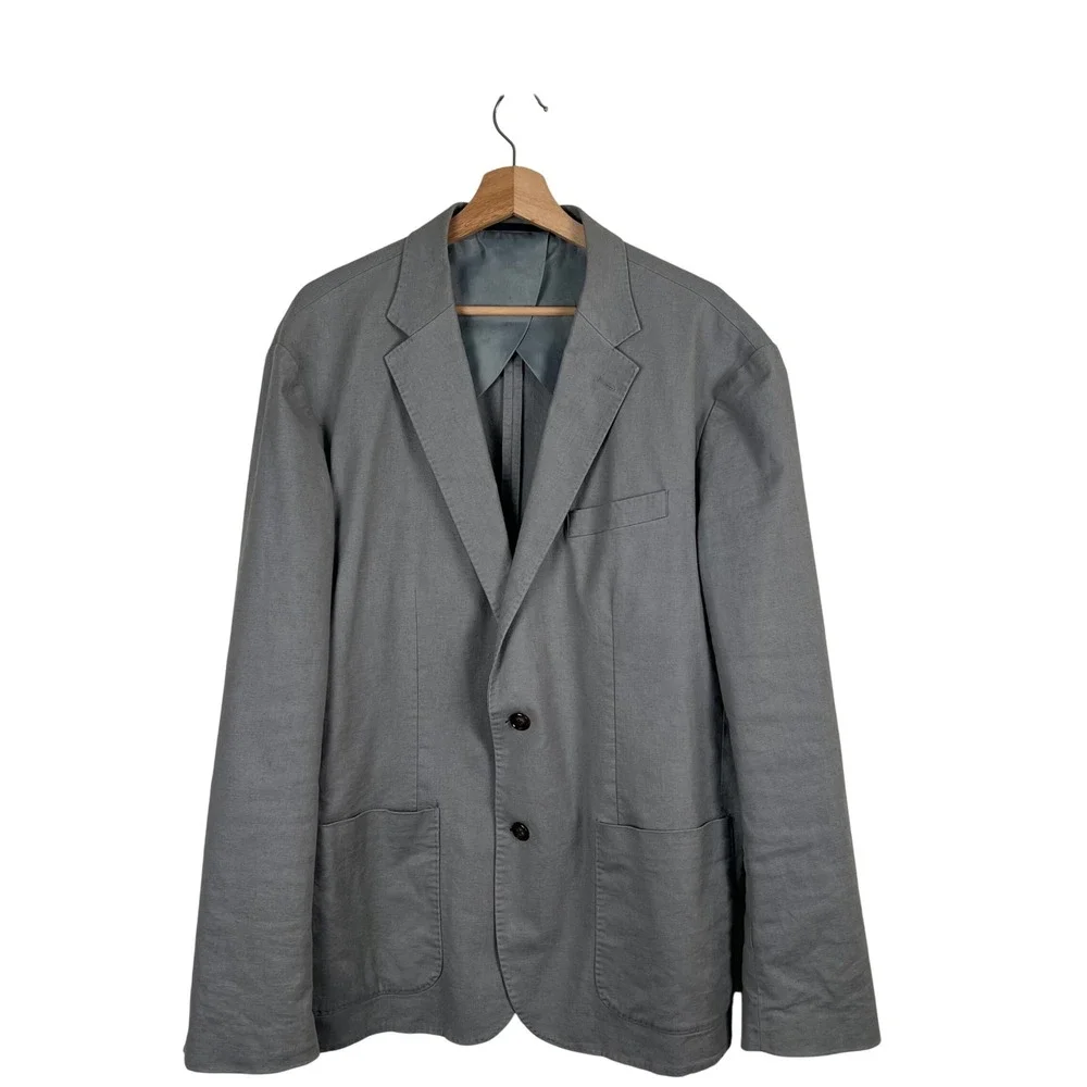 J.Crew Mens Hemp Cotton Blend Unstructured Blazer Grey BC612 XL